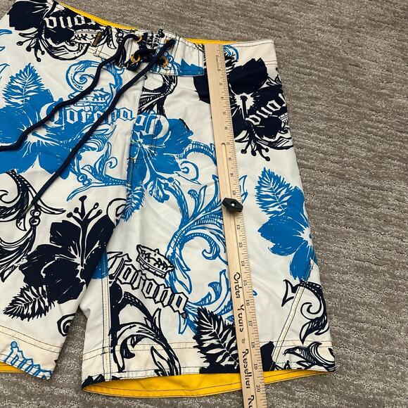Corona Swim Trunks Mens 32 White Blue Floral Tropical Colorful Beach Resort - Picture 12 of 13